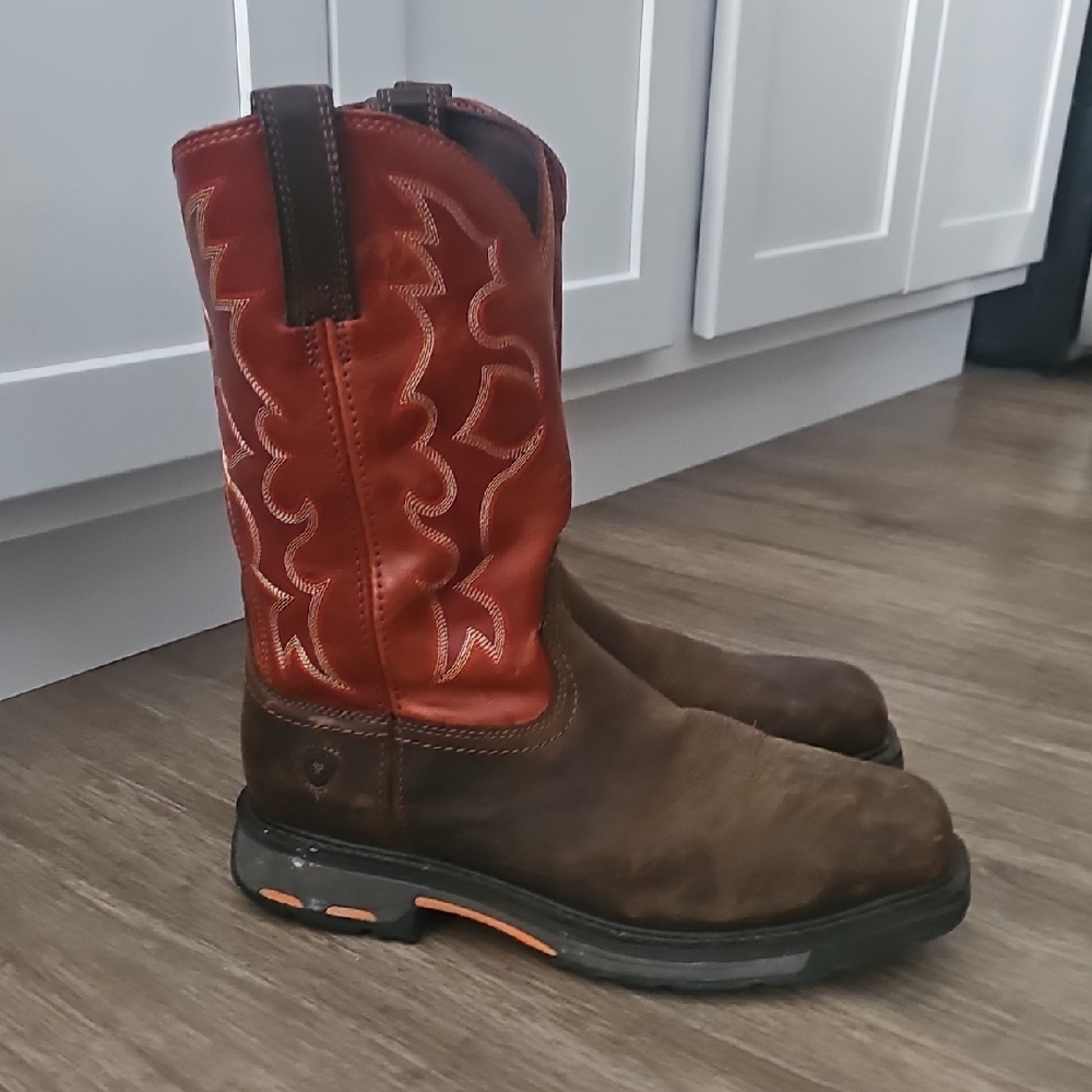Ariat Men's Red/Burnt Orange and Brown Western Boots